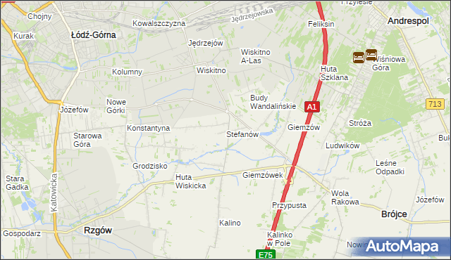 mapa Stefanów gmina Brójce, Stefanów gmina Brójce na mapie Targeo