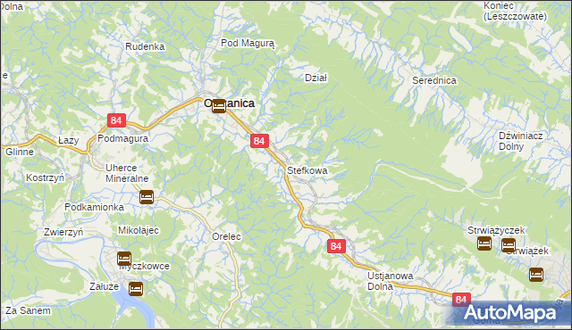 mapa Stefkowa, Stefkowa na mapie Targeo