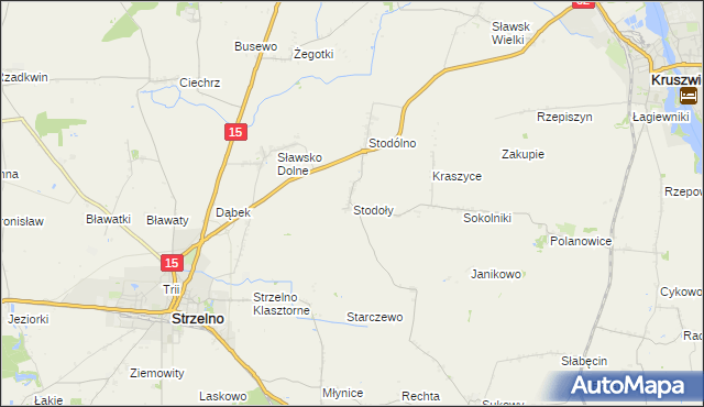 mapa Stodoły gmina Strzelno, Stodoły gmina Strzelno na mapie Targeo