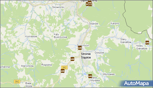 mapa Strachocin gmina Stronie Śląskie, Strachocin gmina Stronie Śląskie na mapie Targeo