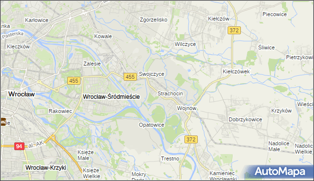 mapa Strachocin gmina Wrocław, Strachocin gmina Wrocław na mapie Targeo