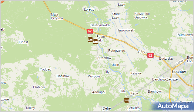 mapa Strachów gmina Jadów, Strachów gmina Jadów na mapie Targeo