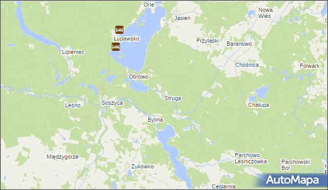 mapa Struga gmina Parchowo, Struga gmina Parchowo na mapie Targeo