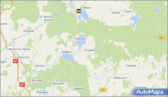 mapa Stryjewo, Stryjewo na mapie Targeo