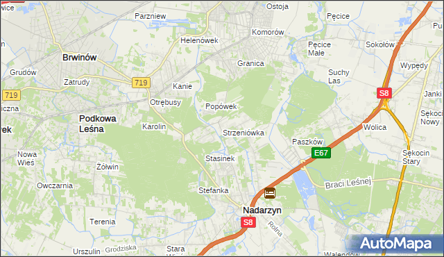 mapa Strzeniówka, Strzeniówka na mapie Targeo