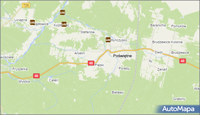 mapa Studzianna gmina Poświętne, Studzianna gmina Poświętne na mapie Targeo