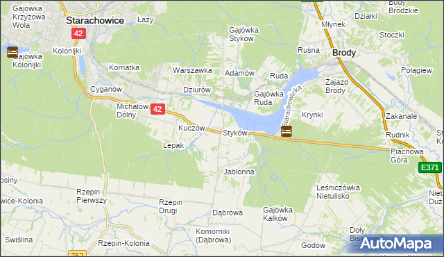 mapa Styków gmina Brody, Styków gmina Brody na mapie Targeo