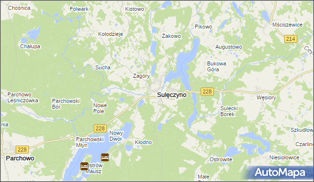 mapa Sulęczyno, Sulęczyno na mapie Targeo