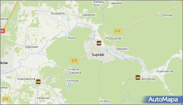 mapa Supraśl, Supraśl na mapie Targeo