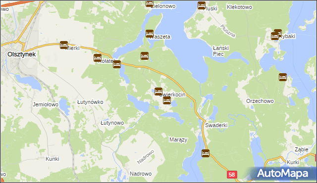 mapa Świerkocin gmina Olsztynek, Świerkocin gmina Olsztynek na mapie Targeo