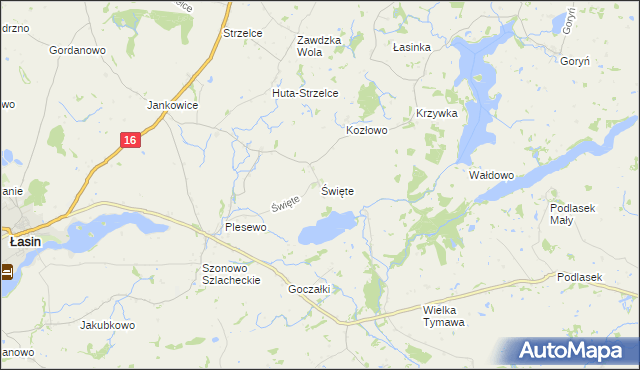 mapa Święte gmina Łasin, Święte gmina Łasin na mapie Targeo