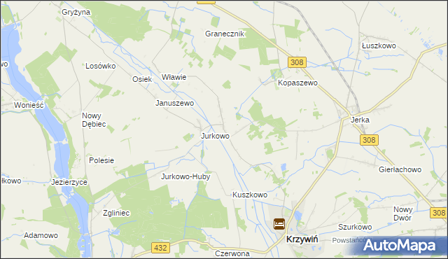 mapa Świniec gmina Krzywiń, Świniec gmina Krzywiń na mapie Targeo