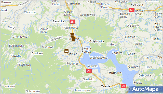 mapa Świnna Poręba, Świnna Poręba na mapie Targeo