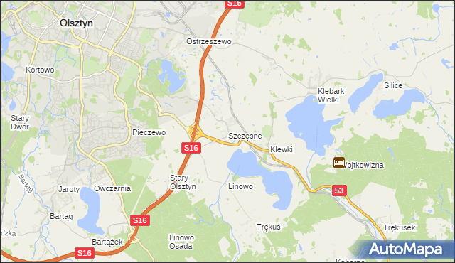 mapa Szczęsne gmina Purda, Szczęsne gmina Purda na mapie Targeo