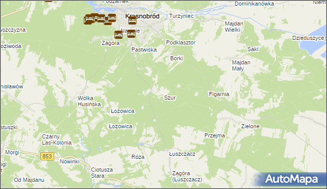 mapa Szur, Szur na mapie Targeo