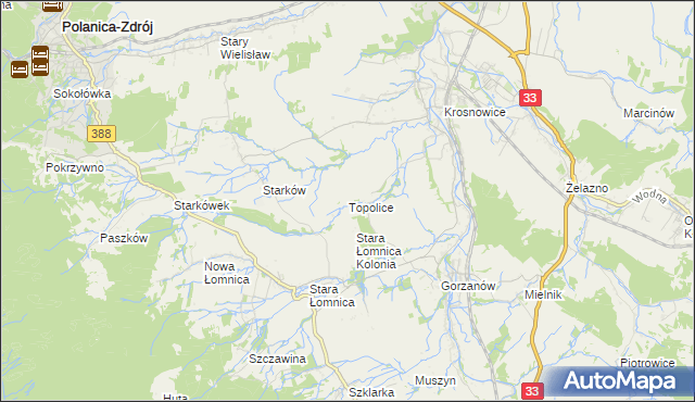mapa Topolice gmina Bystrzyca Kłodzka, Topolice gmina Bystrzyca Kłodzka na mapie Targeo