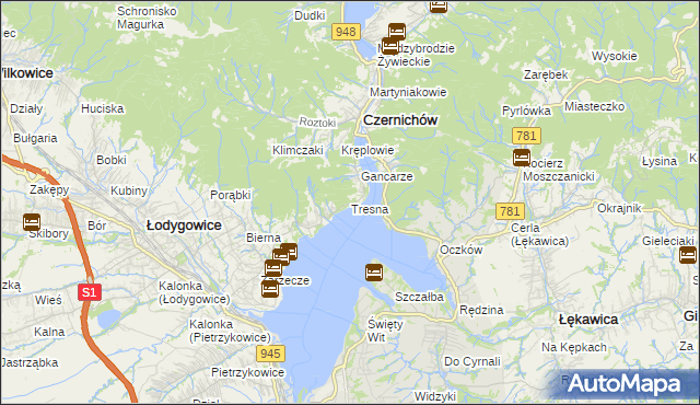 mapa Tresna, Tresna na mapie Targeo