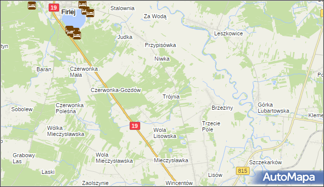 mapa Trójnia, Trójnia na mapie Targeo