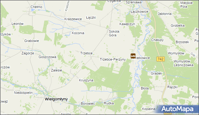 mapa Trzebce-Perzyny, Trzebce-Perzyny na mapie Targeo