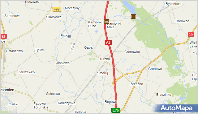 mapa Turzno gmina Łysomice, Turzno gmina Łysomice na mapie Targeo