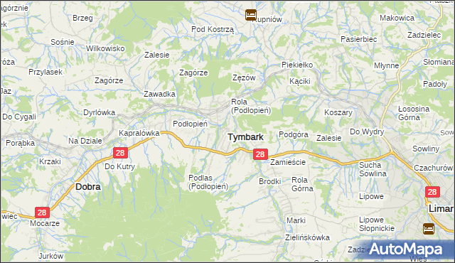 mapa Tymbark, Tymbark na mapie Targeo
