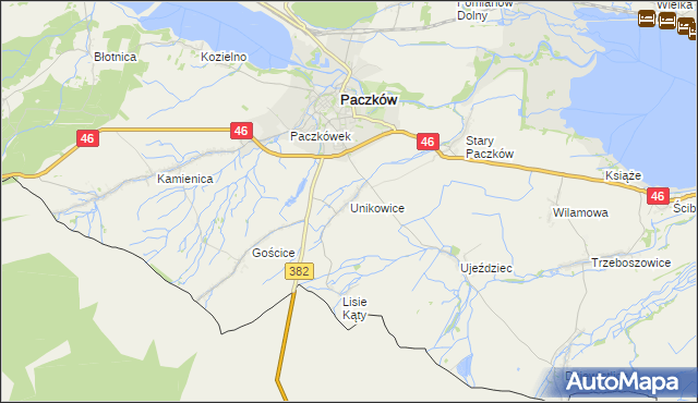 mapa Unikowice, Unikowice na mapie Targeo