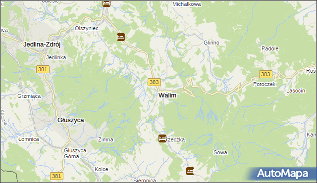 mapa Walim powiat wałbrzyski, Walim powiat wałbrzyski na mapie Targeo