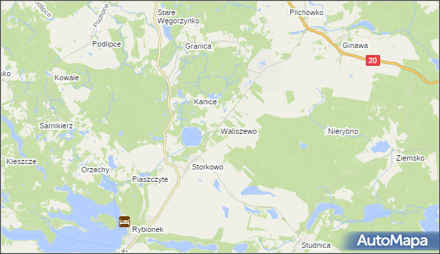 mapa Waliszewo gmina Ińsko, Waliszewo gmina Ińsko na mapie Targeo