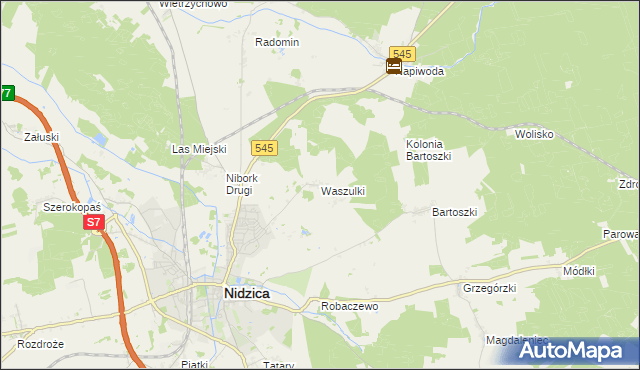 mapa Waszulki, Waszulki na mapie Targeo