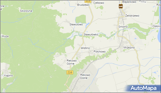 mapa Widlino gmina Puck, Widlino gmina Puck na mapie Targeo