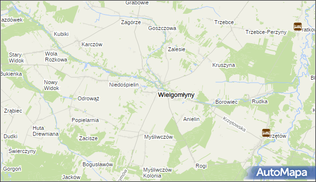 mapa Wielgomłyny, Wielgomłyny na mapie Targeo