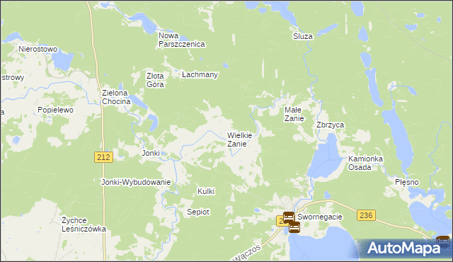 mapa Wielkie Zanie, Wielkie Zanie na mapie Targeo