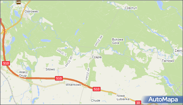 mapa Wiesiółka gmina Wałcz, Wiesiółka gmina Wałcz na mapie Targeo