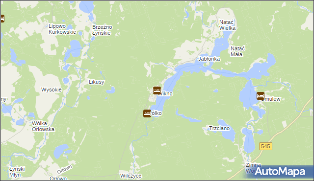 mapa Wikno gmina Nidzica, Wikno gmina Nidzica na mapie Targeo