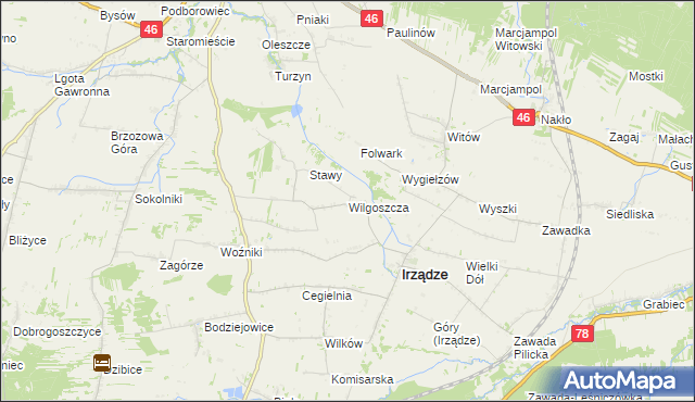 mapa Wilgoszcza, Wilgoszcza na mapie Targeo