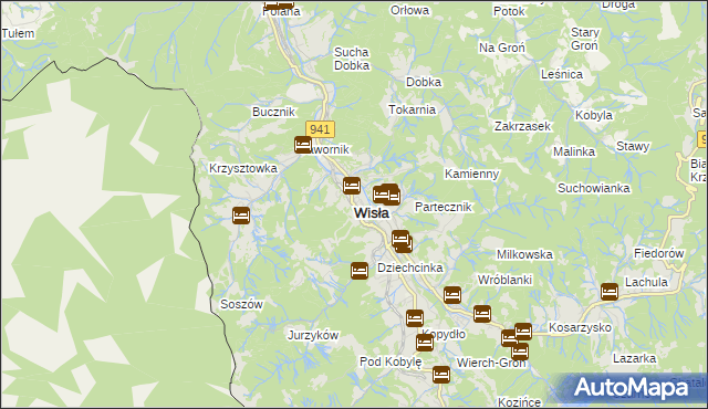 mapa Wisła, Wisła na mapie Targeo
