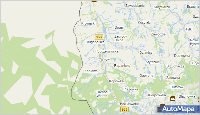 mapa Witów gmina Kościelisko, Witów gmina Kościelisko na mapie Targeo