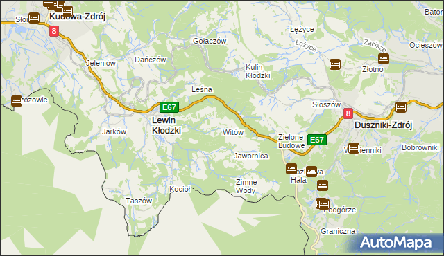 mapa Witów gmina Lewin Kłodzki, Witów gmina Lewin Kłodzki na mapie Targeo