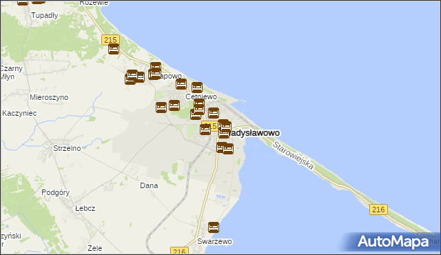 mapa Władysławowo powiat pucki, Władysławowo powiat pucki na mapie Targeo