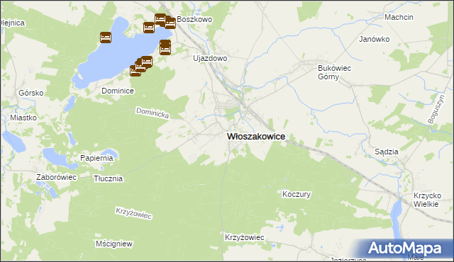 mapa Włoszakowice, Włoszakowice na mapie Targeo