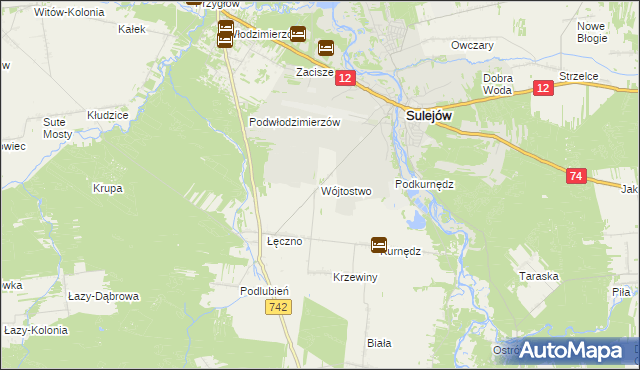 mapa Wójtostwo gmina Sulejów, Wójtostwo gmina Sulejów na mapie Targeo