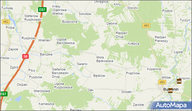 mapa Wola Będkowska, Wola Będkowska na mapie Targeo
