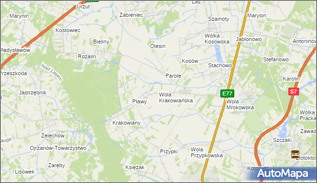 mapa Wola Krakowiańska, Wola Krakowiańska na mapie Targeo