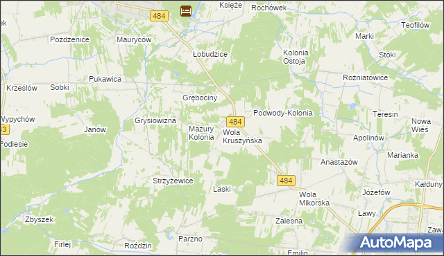mapa Wola Kruszyńska, Wola Kruszyńska na mapie Targeo