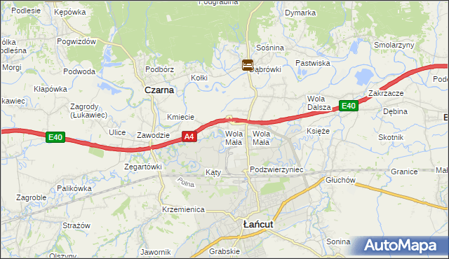 mapa Wola Mała gmina Czarna, Wola Mała gmina Czarna na mapie Targeo