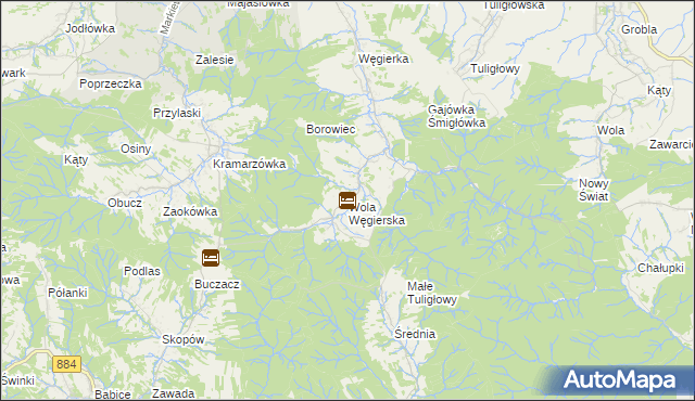 mapa Wola Węgierska, Wola Węgierska na mapie Targeo