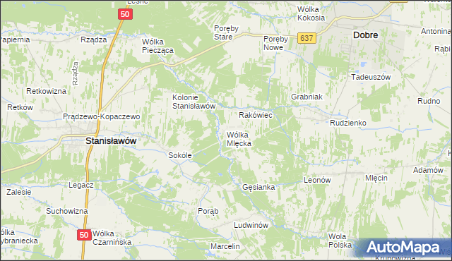 mapa Wólka Mlęcka, Wólka Mlęcka na mapie Targeo