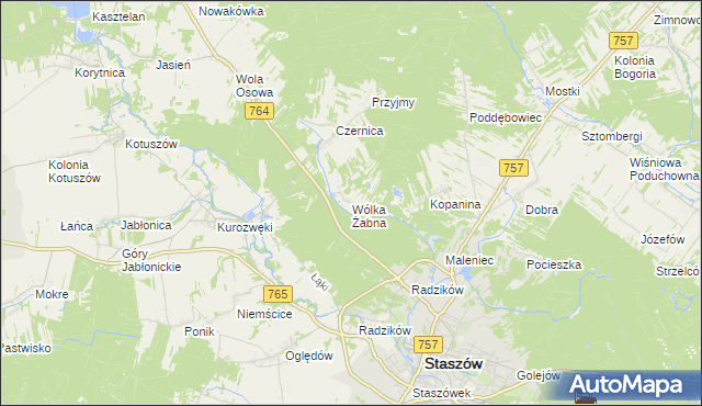 mapa Wólka Żabna, Wólka Żabna na mapie Targeo