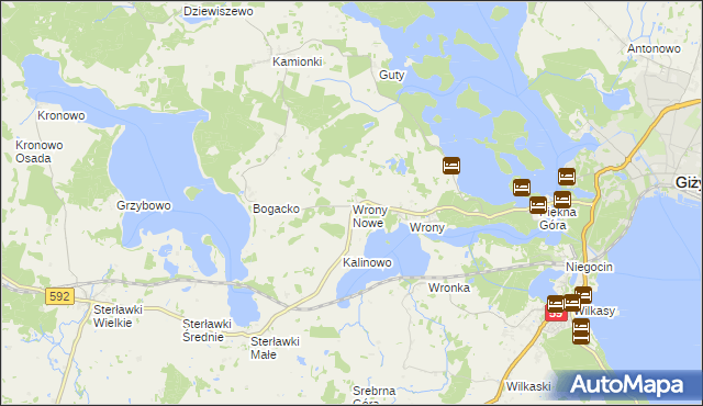 mapa Wrony Nowe, Wrony Nowe na mapie Targeo