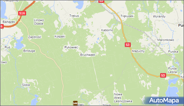 mapa Wygoda gmina Purda, Wygoda gmina Purda na mapie Targeo